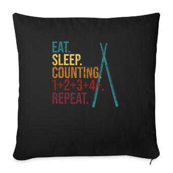 Percussion batteur cadeau de batteur - Housse de coussin décorative 45 x 45 cm - noir - Devant