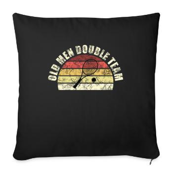 Alte Herren Doppel Tennis Spieler - Sofakissenbezug 45 x 45 cm - Schwarz - Vorne