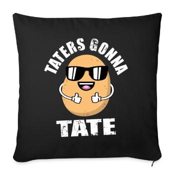 Taters Gonna Tate - Lustige Kartoffel mit Brille - Sofakissenbezug 45 x 45 cm - Schwarz - Vorne