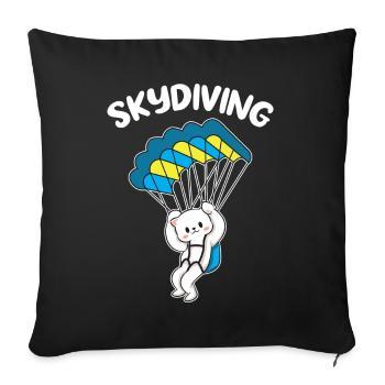 Skydiving chat parachutiste - Housse de coussin décorative 45 x 45 cm - noir - Devant