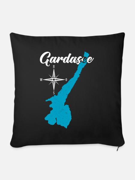 Gardasee Reiseziel - Sofakissenbezug 45 x 45 cm - Schwarz