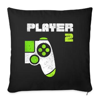 Player 1 Player 2 Gamer Partnerlook - Housse de coussin décorative 45 x 45 cm - noir - Devant