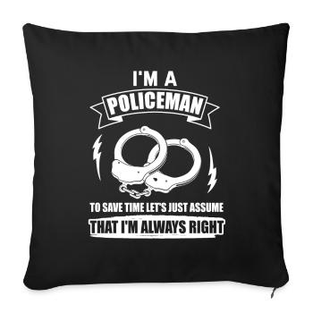 Police police police police voiture de police profession - Housse de coussin décorative 45 x 45 cm - noir - Devant