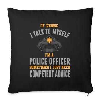 Police police police police voiture de police profession - Housse de coussin décorative 45 x 45 cm - noir - Devant