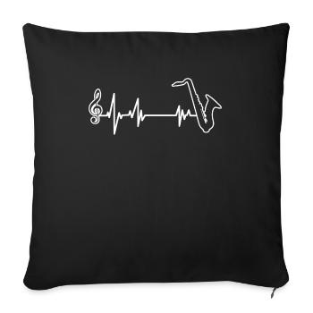 Saxophone ECG saxophone saxophone rythme cardiaque musique - Housse de coussin décorative 45 x 45 cm - noir - Devant