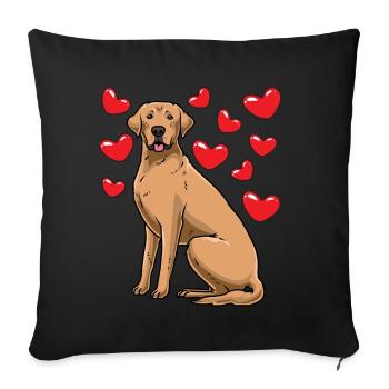 Broholm dog with hearts - Sofa pillowcase 17,3'' x 17,3'' (45 x 45 cm) - black - Front
