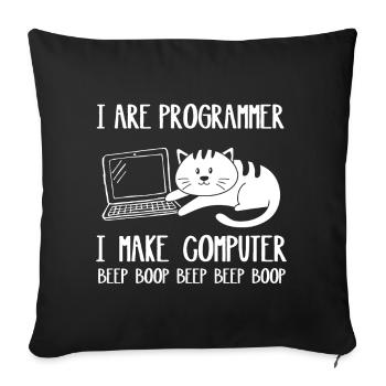 I Are Programmer Cat I Make Computer Beep Boop - Housse de coussin décorative 45 x 45 cm - noir - Devant