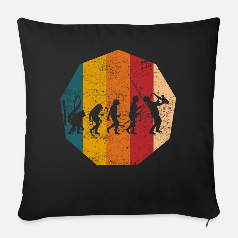 Evolution Saxophoniste Saxophone - Housse de coussin décorative 45 x 45 cm - noir
