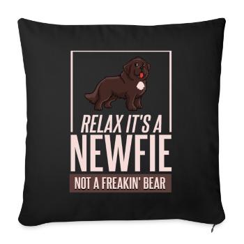 Terre-Neuve Newfie chiot chiot propriétaire propriétaire - Housse de coussin décorative 45 x 45 cm - noir - Devant
