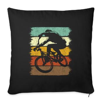 Old Vintage VTT vélo motif vélo BMX - Housse de coussin décorative 45 x 45 cm - noir - Devant