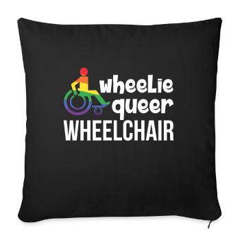 Fauteuil roulant Handicap LGBT Humour - Housse de coussin décorative 45 x 45 cm - noir - Devant