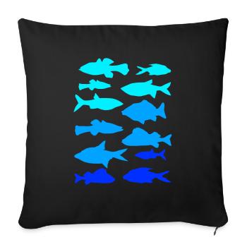 Pêcheur carpe brochet - Housse de coussin décorative 45 x 45 cm - noir - Devant