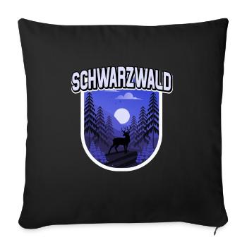 Schwarzwald Illustration Wald Bäume Hirsch - Sofakissenbezug 45 x 45 cm - Schwarz - Vorne