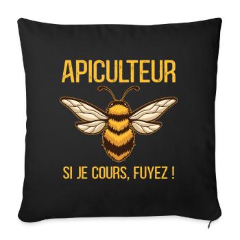 Apiculteur Humour Cadeau Abeille Drôle Apiculture - Housse de coussin décorative 45 x 45 cm - noir - Devant