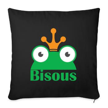 Bisous Froschkönig Kuss küssen Love Geschenkidee - Sofakissenbezug 45 x 45 cm - Schwarz - Vorne
