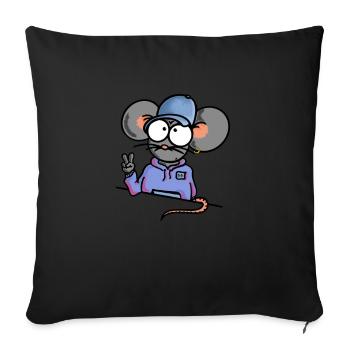 Mouse shows Peace - Sofa pillowcase 17,3'' x 17,3'' (45 x 45 cm) - black - Front