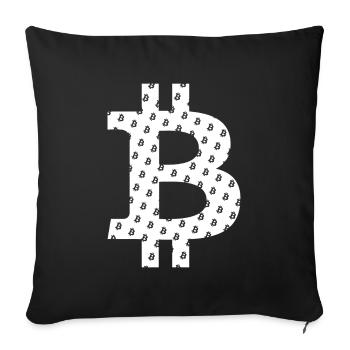Bitcoin logo icône motif pattern - Housse de coussin décorative 45 x 45 cm - noir - Devant