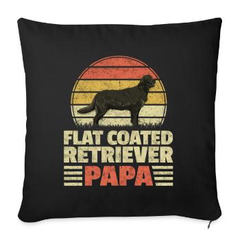 Flat Coated Retriever Papa Retriever Gift - Sofa pillowcase 17,3'' x 17,3'' (45 x 45 cm) - black - Front