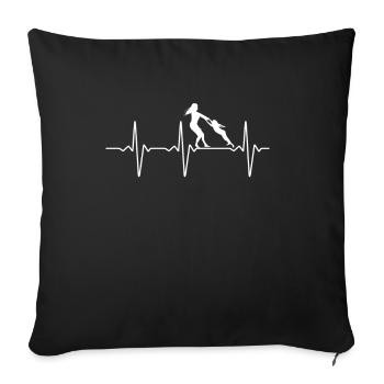 Fille mère look partenaire avec battement de coeur - Housse de coussin décorative 45 x 45 cm - noir - Devant