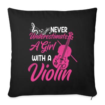 Violon fille violon violoniste cadeau - Housse de coussin décorative 45 x 45 cm - noir - Devant
