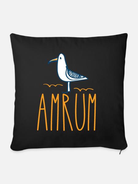 Amrum Möwe Moin Nordsee Wattenmeer Insel - Sofakissenbezug 45 x 45 cm - Schwarz