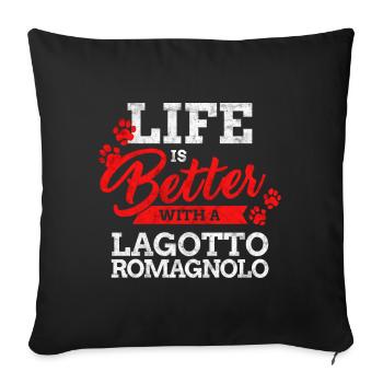 Living with Lagotto Romagnolo Truffle Dog Saying - Sofa pillowcase 17,3'' x 17,3'' (45 x 45 cm) - black - Front