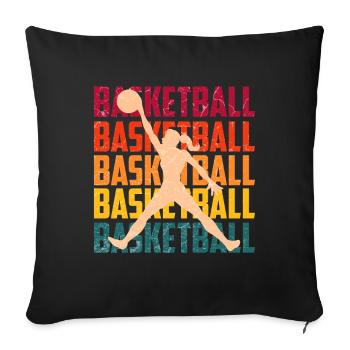Basket-ball filles - Housse de coussin décorative 45 x 45 cm - noir - Devant
