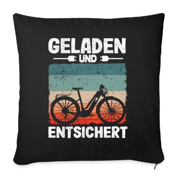 EBike Elektrofahrrad Ebike Geschenk Pedelec Lustig - Sofakissenbezug 45 x 45 cm - Schwarz - Vorne