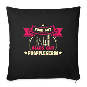 Fußpflege - Sofakissenbezug 45 x 45 cm - Schwarz - Vorne