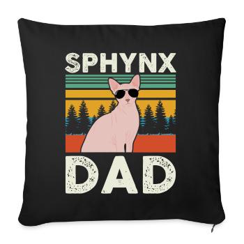 Sphynx Dad | Sphinx Katze Katzenbesitzer Geschenk - Sofakissenbezug 45 x 45 cm - Schwarz - Vorne
