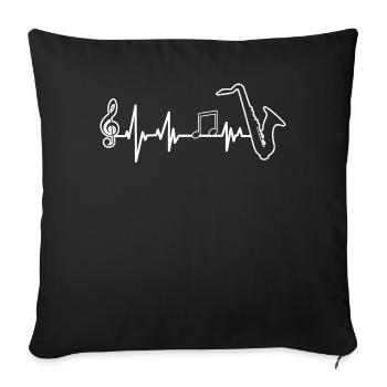 Saxophone ECG Saxophone Heart Line Player - Sofa pillowcase 17,3'' x 17,3'' (45 x 45 cm) - black - Front