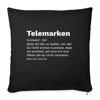 Telemark Ski Telemarken Definition Heel Free - Sofa pillowcase 17,3'' x 17,3'' (45 x 45 cm) - black - Front