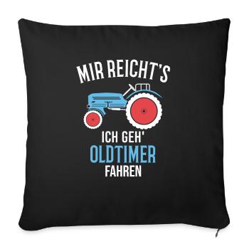 Trecker Oldtimer Landwirt Geschenkidee - Sofakissenbezug 45 x 45 cm - Schwarz - Vorne
