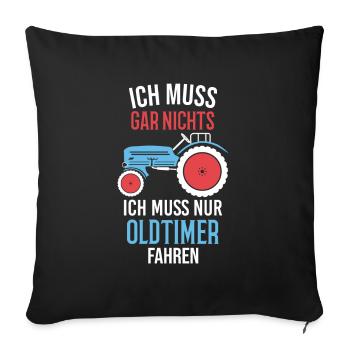 Oldtimer Traktor Landwirt Geschenk - Sofakissenbezug 45 x 45 cm - Schwarz - Vorne