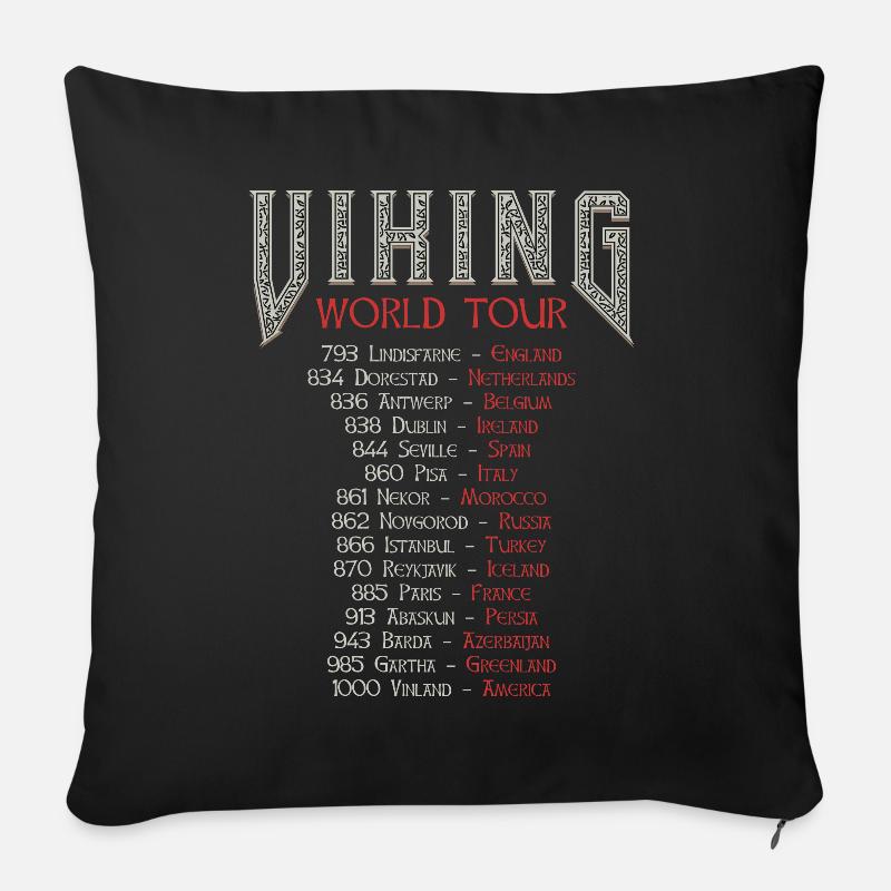 Viking World Tour Wikinger Turnee - Sofakissenbezug 45 x 45 cm - Schwarz