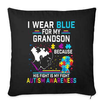 I Wear Blue For My Grandson Autism Awareness - Housse de coussin décorative 45 x 45 cm - noir - Devant