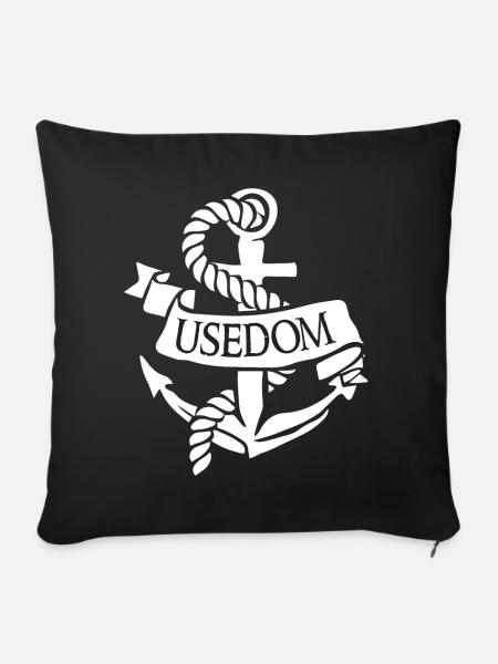 Usedom Anker Ostsee Insel Moin im Norden - Sofakissenbezug 45 x 45 cm - Schwarz