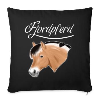 Tête de fjord norvégien - Housse de coussin décorative 45 x 45 cm - noir - Devant