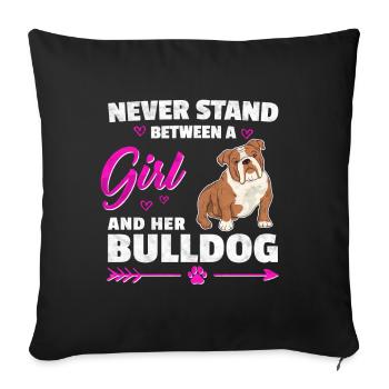Fille avec Olde English Bulldog Rengaine - Housse de coussin décorative 45 x 45 cm - noir - Devant