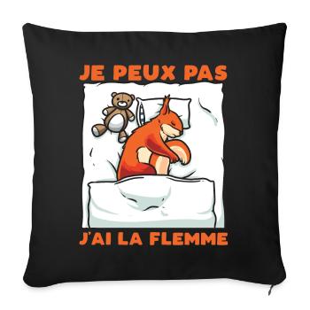 Cadeau Drôle De Écureuil Paresseux - Housse de coussin décorative 45 x 45 cm - noir - Devant