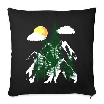 Wilderness Forest Trees Fir Trees Nature Mountains Mountains - Sofa pillowcase 17,3'' x 17,3'' (45 x 45 cm) - black - Front