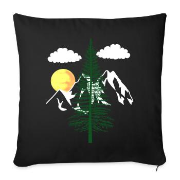 nature nature nature montagne arbres amoureux de la nature écologie - Housse de coussin décorative 45 x 45 cm - noir - Devant