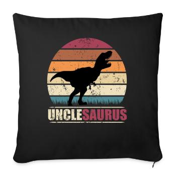 Unclesaurus T Rex cadeau de dinosaure pour tonton - Housse de coussin décorative 45 x 45 cm - noir - Devant