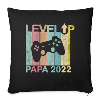 Mann Papa 2022 Zukünftige Eltern Level Up Spieler - Sofakissenbezug 45 x 45 cm - Schwarz - Vorne