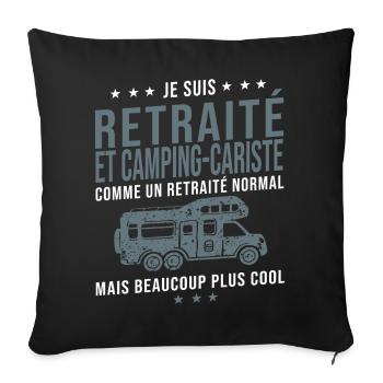camping car retraité cadeau humour camping-car - Housse de coussin décorative 45 x 45 cm - noir - Devant