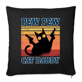 Cat Daddy Vintage 80s Pew Pew Cat Cat Papa - Sofa pillowcase 17,3'' x 17,3'' (45 x 45 cm) - black - Front