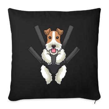 Foxterrier dog in baby carrier bag - Sofa pillowcase 17,3'' x 17,3'' (45 x 45 cm) - black - Front