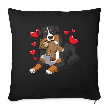 Berner Sennenhund avec des cœurs - Housse de coussin décorative 45 x 45 cm - noir - Devant