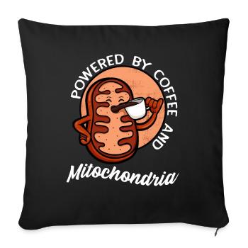 Powered By Coffee And Mitochondria - Sofa pillowcase 17,3'' x 17,3'' (45 x 45 cm) - black - Front