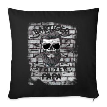 Papa stolz Bart Bärtiger Papa Bärtiger stolze - Sofakissenbezug 45 x 45 cm - Schwarz - Vorne